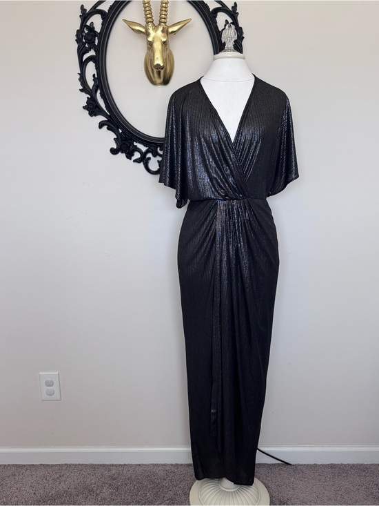 ASOS Dresses & Skirts - ASOS Dark Silver Black Metallic Wrap Kimono Maxi Dress